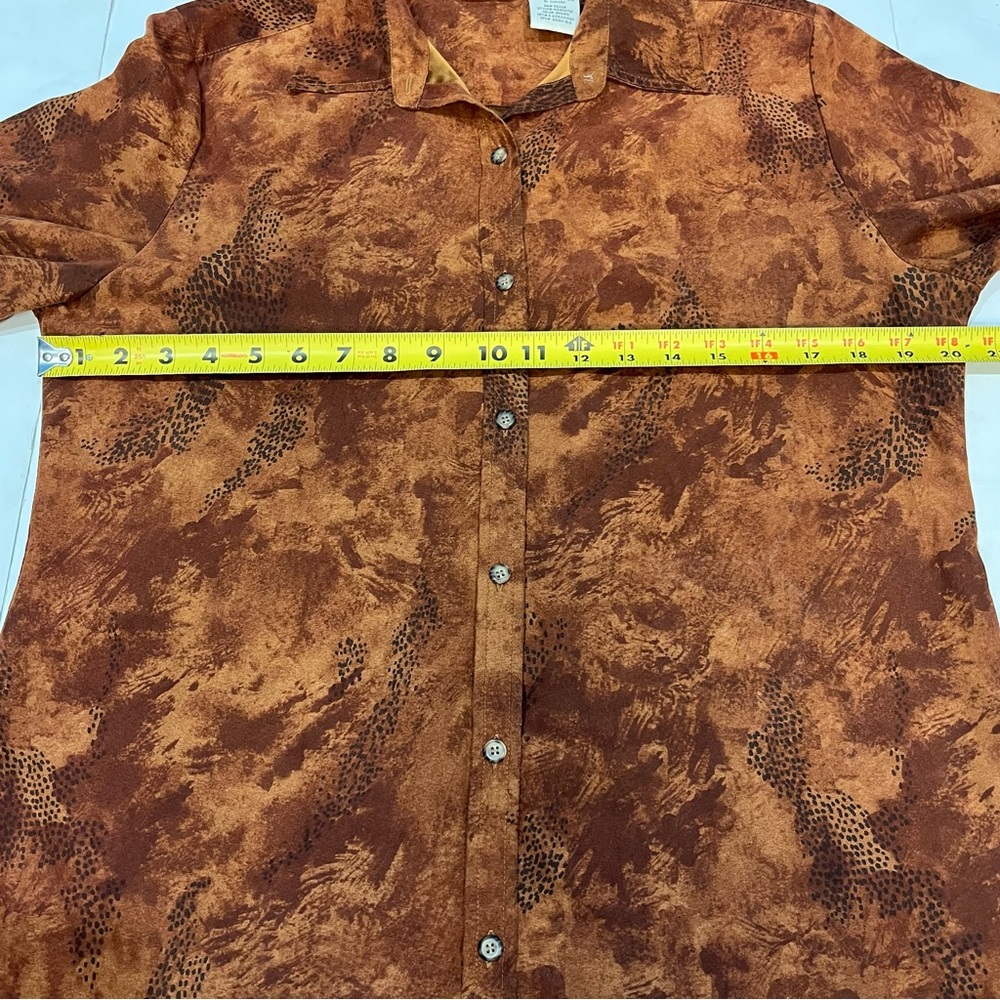 White Stag Brown Animal Cheetah Leopard Print Button Up Shirt Women Medium - Picture 14 of 16